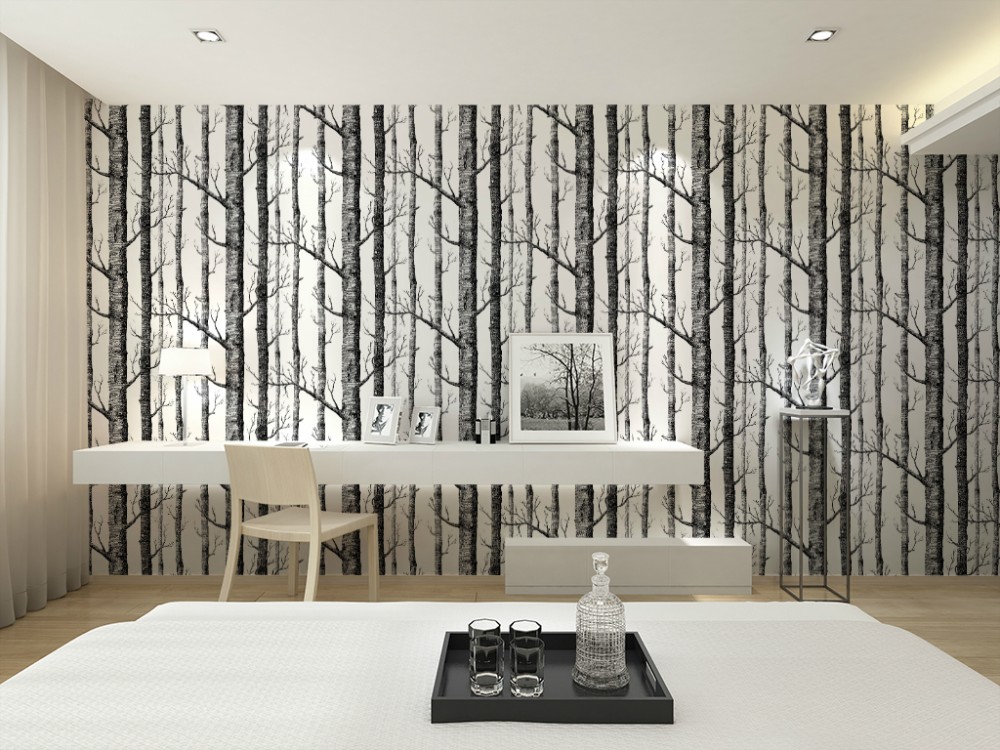 Birch Tree Patterned Wallpaper – Uno & Company
