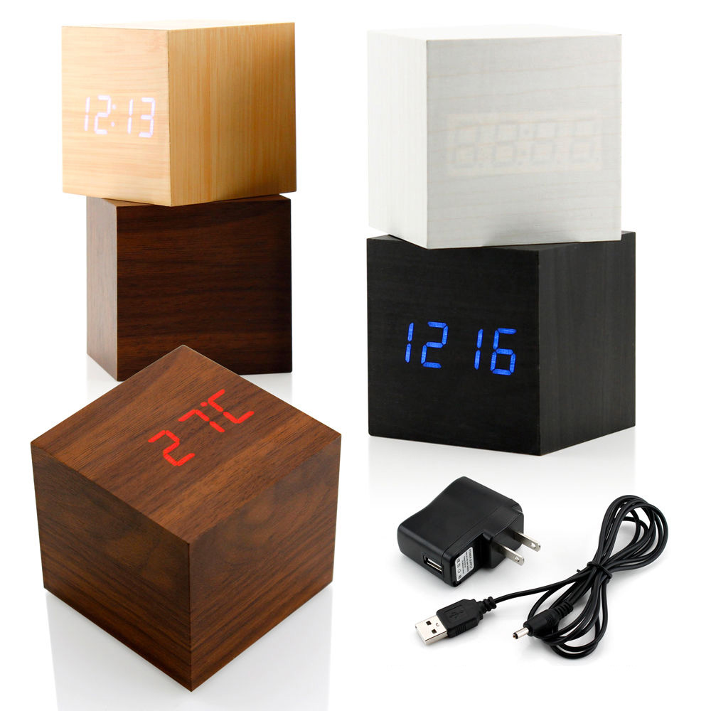 Digital Led Wood Grain Clock Uno Company