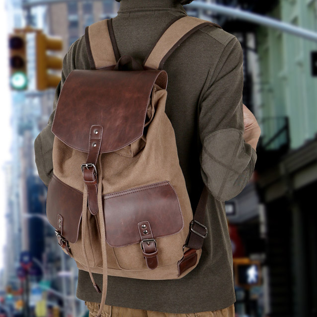 Vintage Leather and Canvas Backpack – Uno & Company